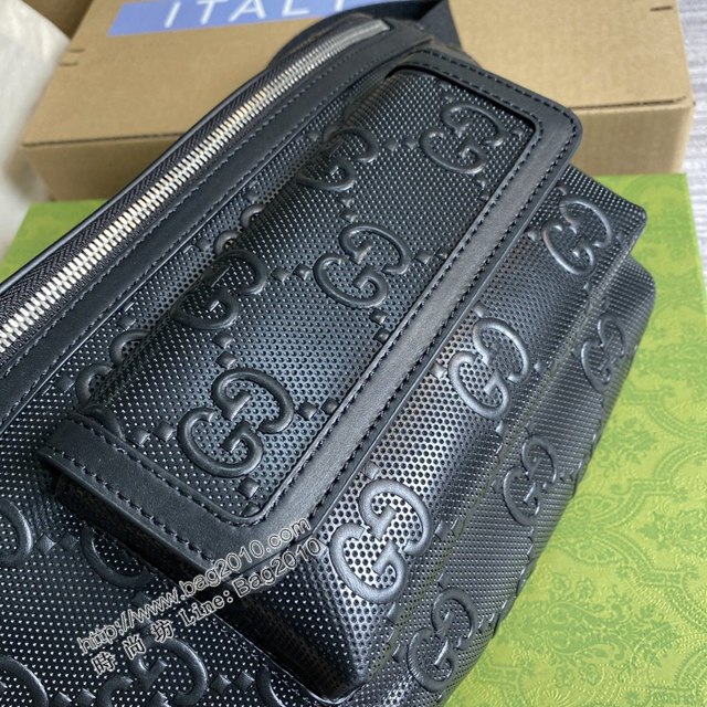 Gucci新款包包 古馳無邊序曲系列黑壓全皮腰包 Gucci腰包挎包 645093  ydg3041